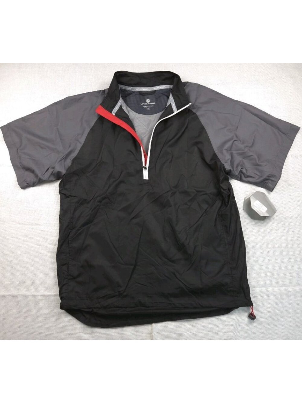 Levelwear Firefly Short Sleeve Golf Wind Jacket Black Charcoal Men's M GR50L NWT